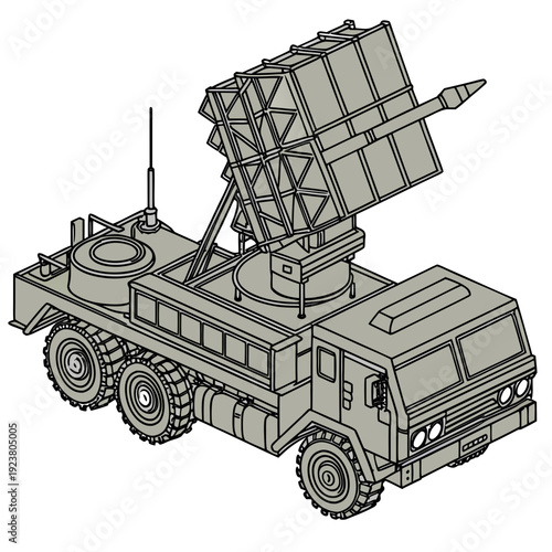 Military truck with missile launcher system vehicle 3