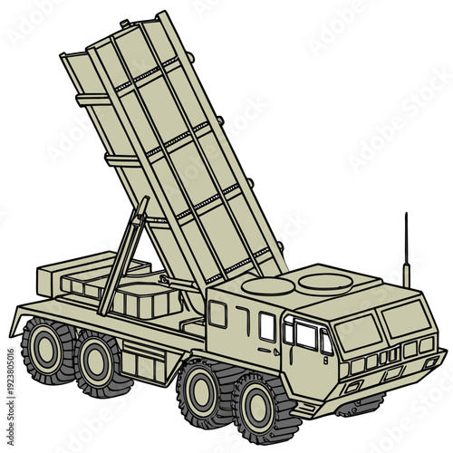 Military truck with missile launcher system vehicle 2