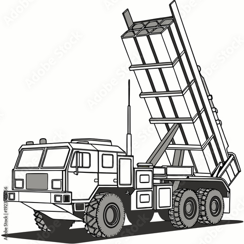 Military truck with missile launcher system vehicle 5