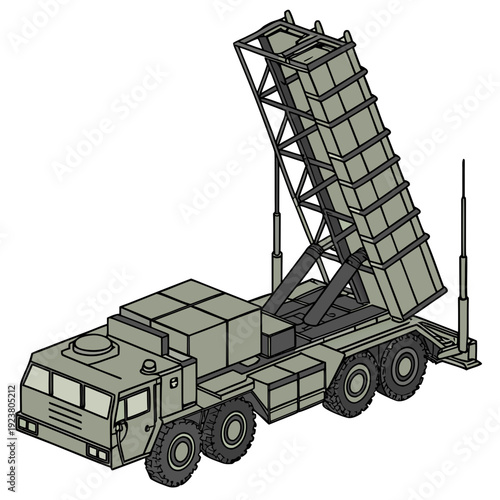 Military truck with missile launcher system vehicle 6