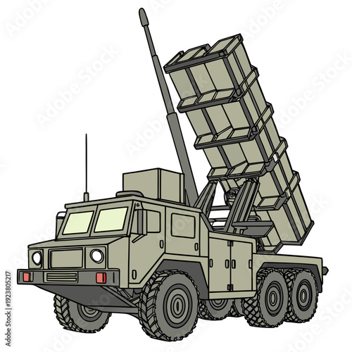 Tactical missile launcher vehicle with raised launch platform 1