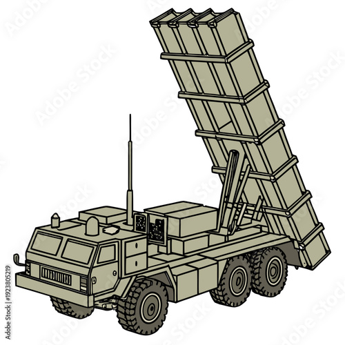 Military truck with missile launcher system vehicle 7