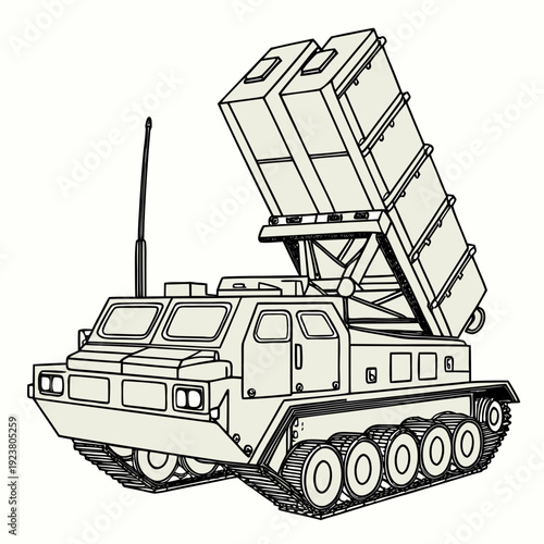 Ultra realistic depiction of a ground based missile launcher system