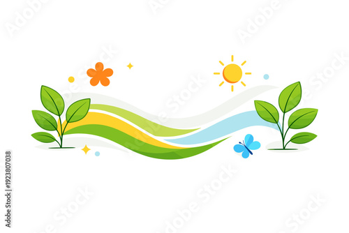 Spring photography background abstract leaves and soft curves flowing across the scene, conveying movement, renewal and natural harmony. A calm and versatile