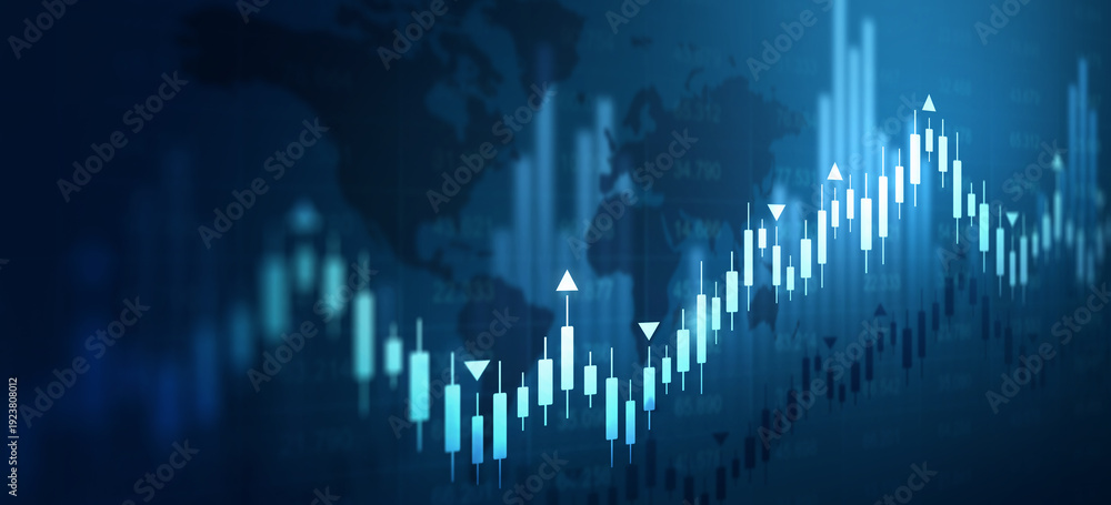 Εκτύπωση καμβά Business financial chart with moving up arrow graph