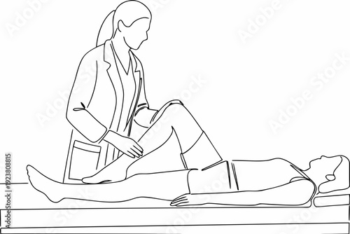 A healthcare professional examining a patient s leg with focused care