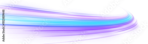 Curved cyan and violet neon ribbons spiral in a transparent layer, highlighting vibrant motion and a high-tech atmosphere. Excellent for innovation visuals. PNG