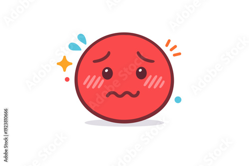 Red face expression representing embarrassment and social discomfort in an awkward moment. A relatable visual metaphor of blushing stress and