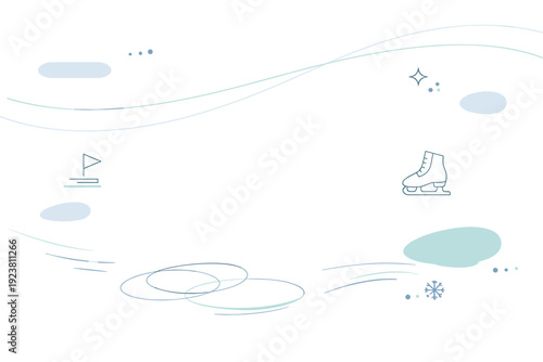 Abstract ice skating practice background. Floating abstract lines, subtle motion shapes, and minimal ice textures arranged for a clean editorial backdrop