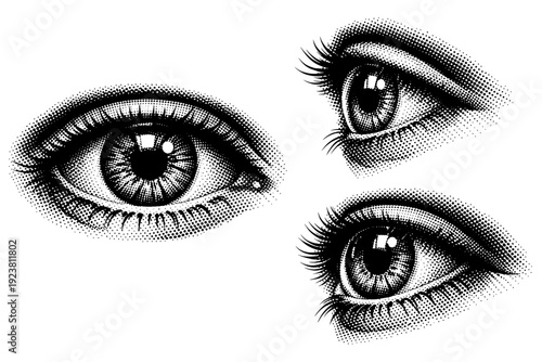 Human eye macro a human eye opened wide with clear iris structure and reflective highlights shown from straight-on view profile view and