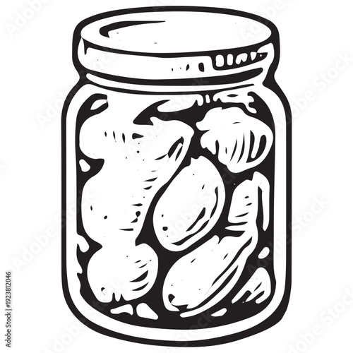Vintage Pickled Jar Farm Preserve Vector Illustration