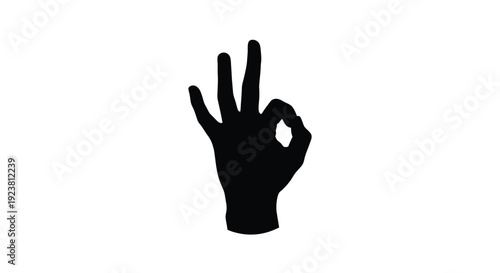 Black silhouette of a hand making the okay gesture silhouette