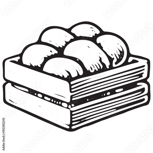 Hand Drawn Crate Apples Farm Produce Vector Illustration