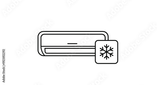 Simple line drawing of an air conditioner unit black silhouette