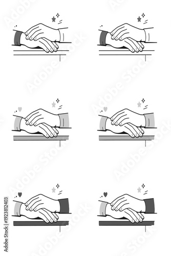 Unposed hands close-ups. Hands resting on a table edge, one slightly overlapping the other. Casual stillness and everyday intimacy.