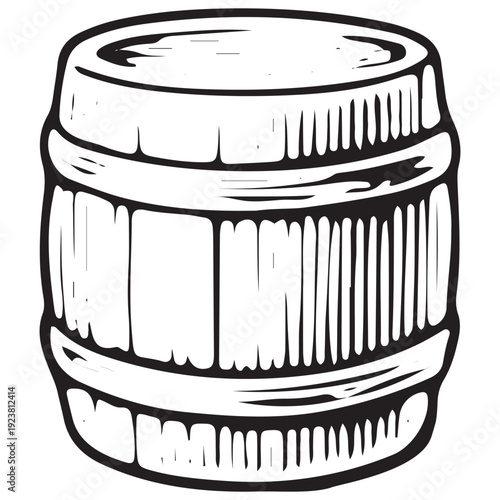 Rustic Wooden Barrel Farm Storage Illustration