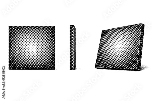 Dense spot dot pattern A dense spot dot pattern tile with tightly packed dots displayed in front view, side view, and three-quarter view within one
