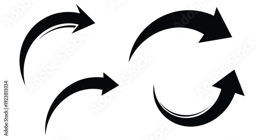 Four black arrows in circular motion a striking silhouette