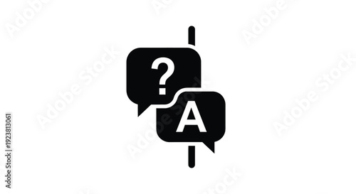 Two speech bubbles with a question mark and letter a silhouette