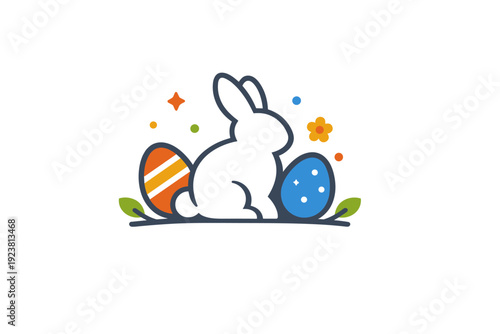 Easter bunny concept a minimal bunny silhouette combined with eggs and spring accents, communicating Easter symbolism, joy, and seasonal renewal. A clean and