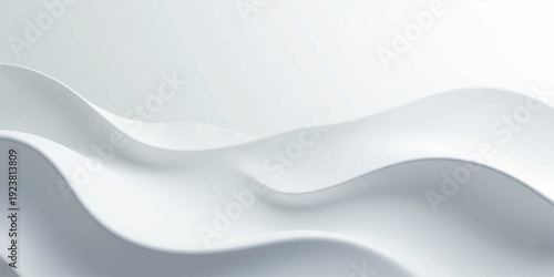 Abstract white and blue background featuring futuristic 3D waves with smooth silk texture and flowing curves in a clean vector illustration backdrop
