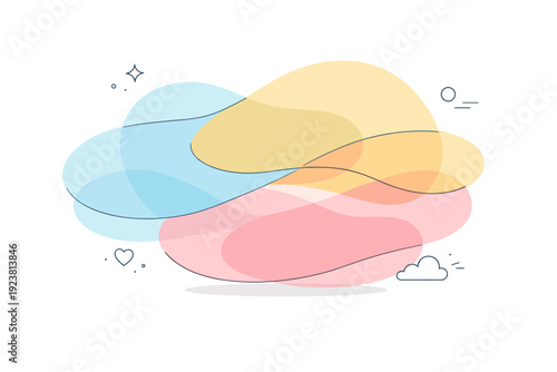 Color fog textures. Floating translucent color layers creating a modern, calming backdrop. Abstract composition focused on lightness, depth, and visual