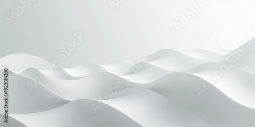 Abstract white background with soft silk waves and smooth blue curves creates a light satin textile pattern for a 3d wallpaper design