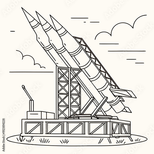 Of a multi missile launcher on a raised platform rocket