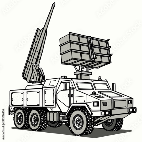 Of a modern air defense system truck missile launcher