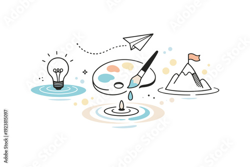 Ink and watercolor experiment. A symbolic editorial composition with drops, ripples, and soft stains interacting in liquid space. The illustration highlights