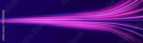Purple neon lines twist along a high-speed urban street. Flowing trails and motion blur evoke acceleration and cyber aesthetics.