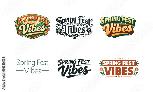 Spring Fest Vibes logo collection with diverse artistic styles and vibrant colors