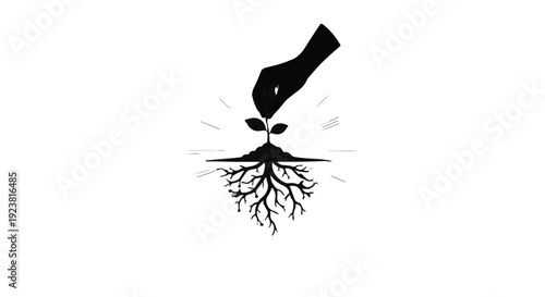 hand planting seedling growth concept