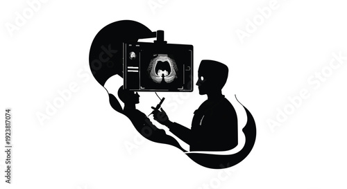 Silhouette of a man watching television with a remote control
