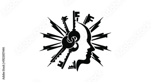 black silhouette of human head with creative inspiration