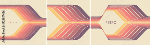 An element from a set of colored lines. Space for text. Retro style. Dynamic ribbons. Color gradient. Vector image for brochure, poster, cover, presentation, flyer, or banner.