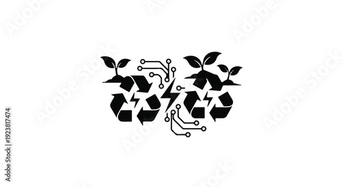 Eco friendly recycling symbol with leaves and flowers