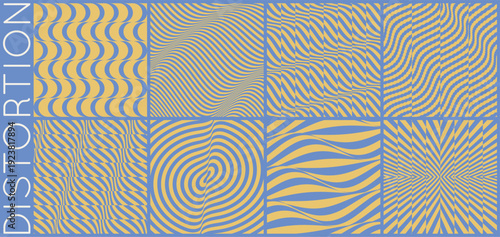 Wavy striped pattern. Optical illusion. Dynamic background. Displacement from multiple sliced lines. Illustration for brochure, poster, cover, card, presentation, flyer or banner.