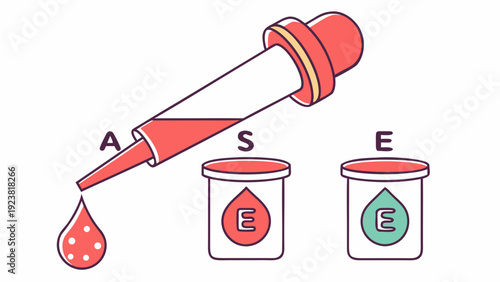 A vector graphic illustration of a dropper and test tubes for medical or scientific use