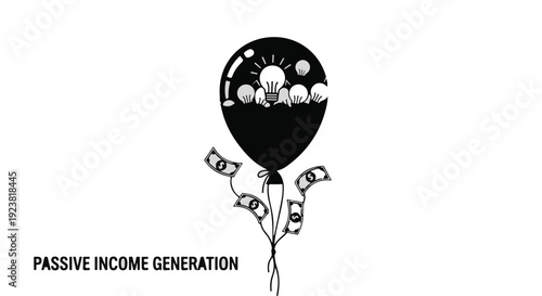 Passive income generation concept with money balloon