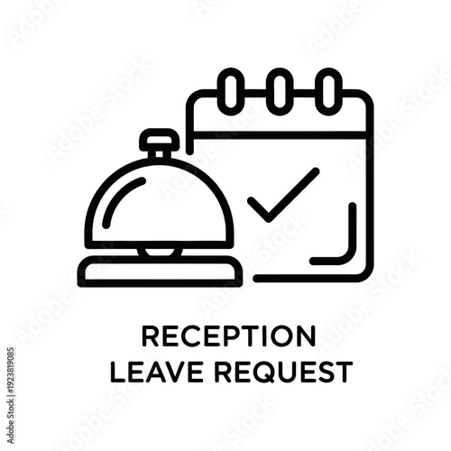 Clean and professional vector illustration of a reception leave request form with approval checkmark, ideal for HR, office workflow, and business process designs.