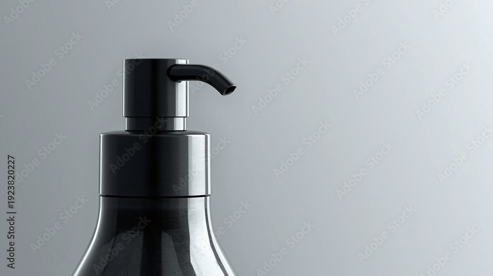 Obraz premium Hygiene product pump bottle detail in soft natural light on clean neutral background
