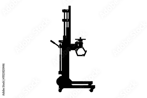 Silhouette of a Mechanical Lifter: A stark, minimalist silhouette of an industrial mechanical lifter stands poised against the canvas, its robust frame hinting at its capacity for heavy lifting.