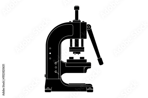 Silhouette of Industrial Press: A detailed illustration of a manual press machine, exuding a sense of precision and power.