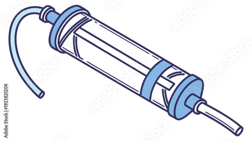 A vector graphic illustration of a medical syringe with a needle and plunger