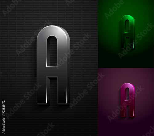 3d dark letter A, condensed gloomy alphabet, vector illustration 10eps.