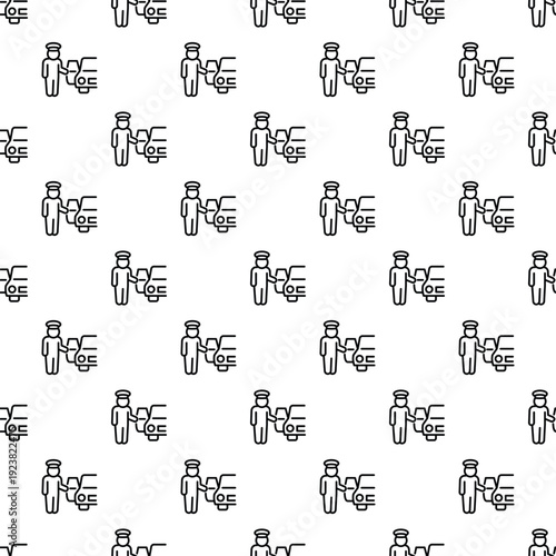 Valet driver opening car door offering premium parking service in a repeating pattern