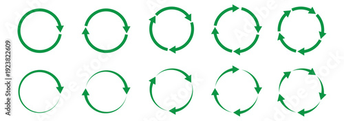 Circle arrow icon set. Repeat, refresh, and reload symbol.  Round, restart, recycle and One, two, three and four arrow in loop. Round reload sign, repeat icon. Vector illustration