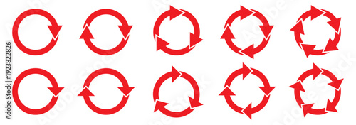Circle arrow icon set. Repeat, refresh, and reload symbol.  Round, restart, recycle and One, two, three and four arrow in loop. Round reload sign, repeat icon. Vector illustration