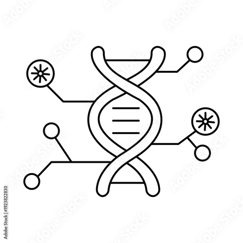 DNA Helix Outline Icon – Genetic Research Line Vector